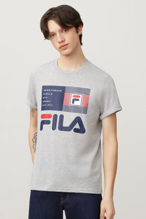 FILA Celso Graphic Tee Shirts Grey,Mens Clothing | CA.OAFTSL687